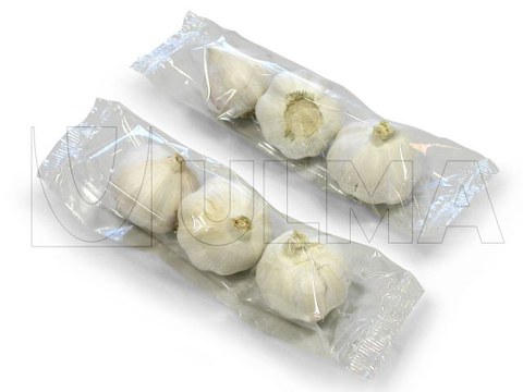Knoflookbollen verpakt in flow pack wrapper (HFFS)