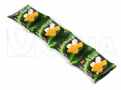 Meedere koekjes in een streng geproduceerd op een flowpack (HFFS)wrapper