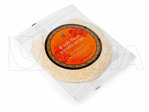 Mexicaanse tortilla's verpakt in Flowpack (HFFS) onder gemodificeerde atmosfeer met zipper voor hersluitbaar systeem