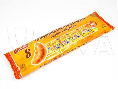 Croissant met chocolade verpakt met flowpacker