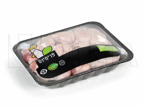 Kipstukjes in krimpfolie verpakt met traysealer