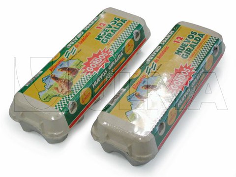 Eieren in doos verpakt op flow pack machine