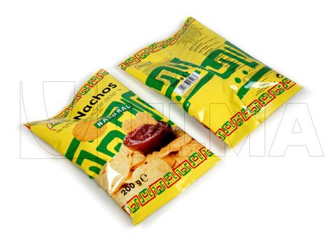 Tex-Mex maïs chips verpakt in BOPP folie met VFFS machine