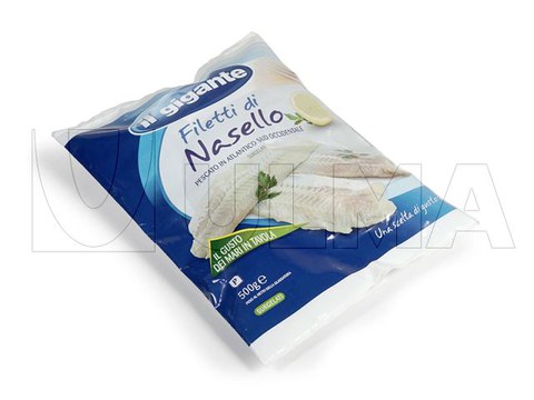 Bevroren vis filets verticaal verpakt met VFFS machine