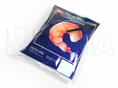 Bevroeren garnalen verpakt in verticale machine Flowpack in zakverpakking