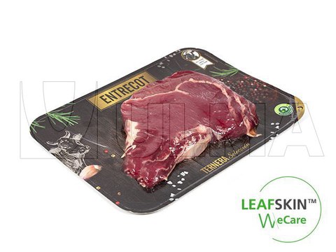 Entrecôte steak verpakking in LeafSkin (TM) traysealing duurzame oplossing