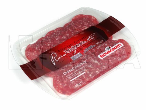 Gesneden producten met thermoformer MAP verpakt in harde folie